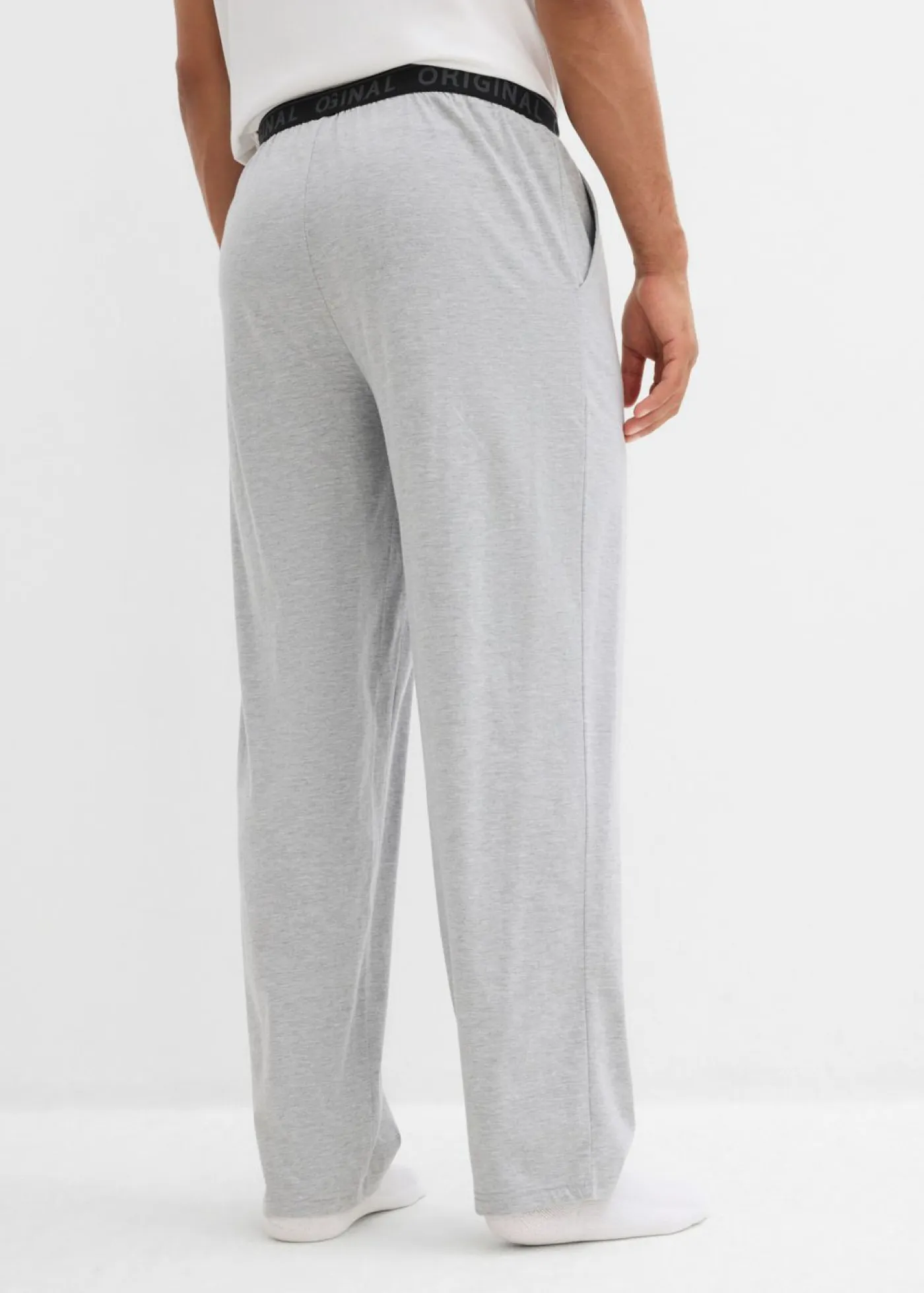 bonprix bonprix Pijamas|Ropa Interior·Pijamas>Pantalón de pijama de algodón puro (2 unidades) gris claro jaspeado+negro