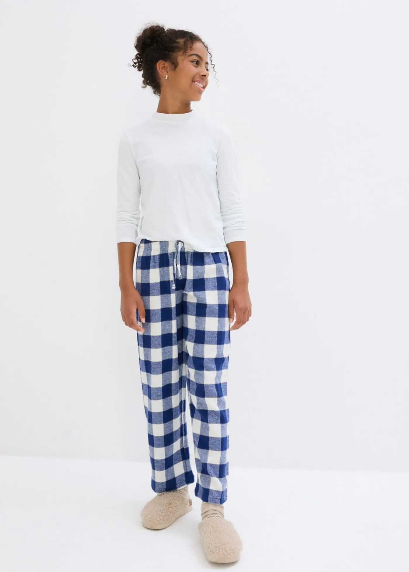 bonprix bonprix Niño·Pijamas|Niña·Pijamas>Pantalón de pijama de franela para niños azul almirante-azul claro a cuadros