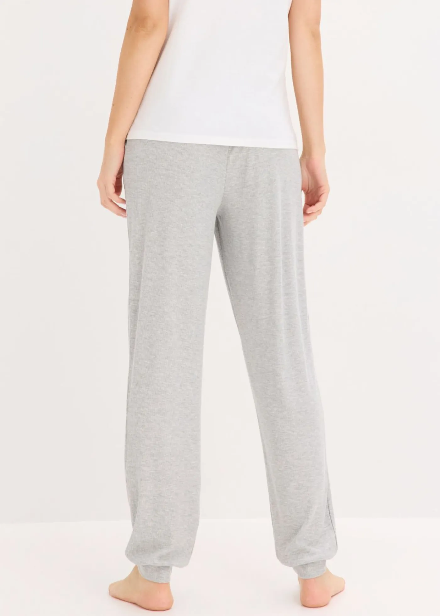 bonprix bonprix Homewear|Ropa Para Dormir>Pantalón de pijama de suave canalé de viscosa gris claro jaspeado moteado