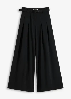 Mujer bonprix bonprix Pantalón de pinzas con cinturón (2 piezas)