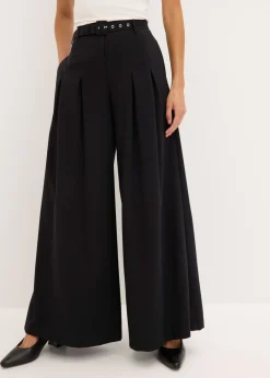 Mujer bonprix bonprix Pantalón de pinzas con cinturón (2 piezas)