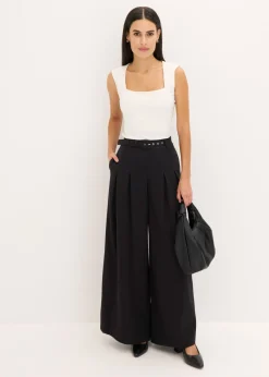 Mujer bonprix bonprix Pantalón de pinzas con cinturón (2 piezas)