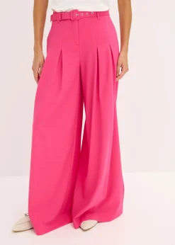 bonprix bonprix Pantalones>Pantalón de pinzas con cinturón (2 piezas) Pink lady