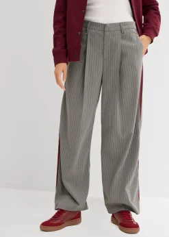 bonprix bonprix Pantalones>Pantalón de pinzas con rayas de contraste gris oscuro moteado