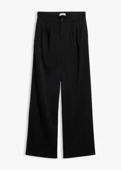 bonprix bonprix Pantalones>Pantalón de pinzas con viscosa Negro
