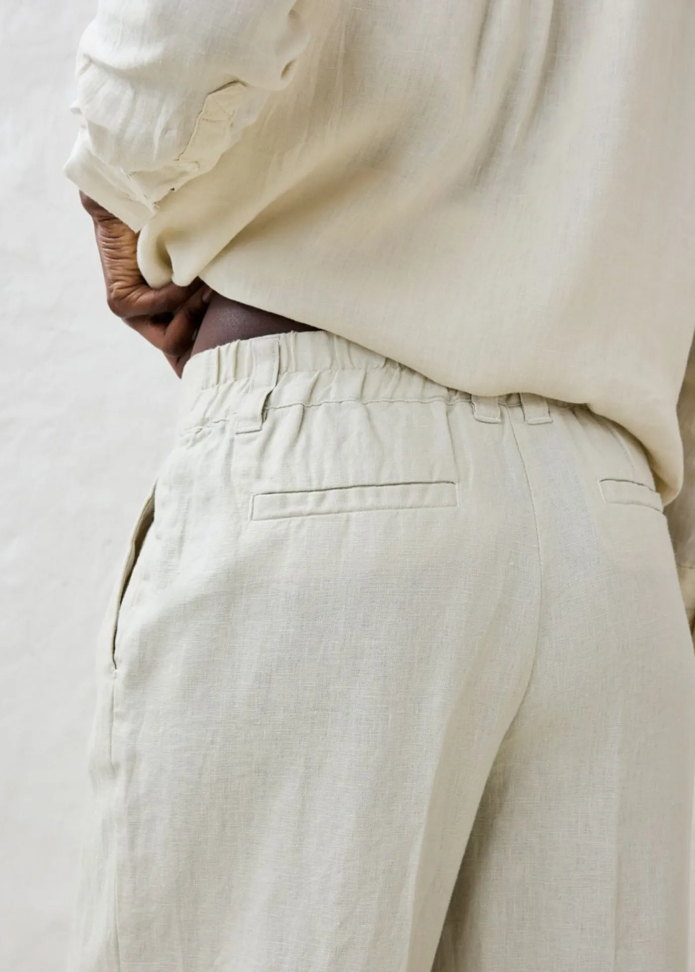 bonprix bonprix Premium|Pantalones>Pantalón de pinzas de lino puro Arena claro