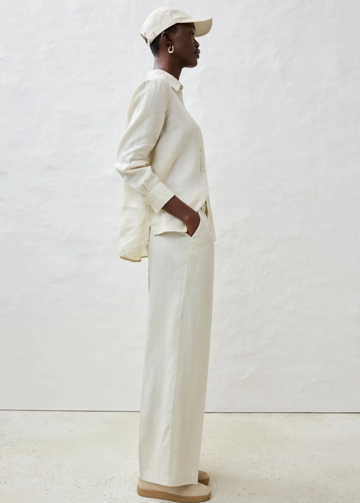 bonprix bonprix Premium|Pantalones>Pantalón de pinzas de lino puro Arena claro