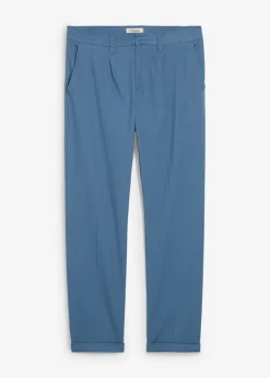 bonprix bonprix Pantalones>Pantalón de pinzas de sarga de algodón con corte regular y recto verde mar