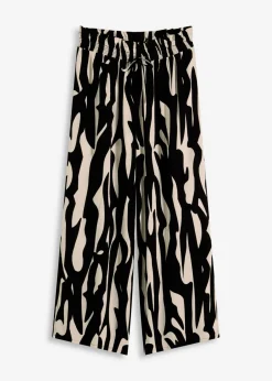 bonprix bonprix Ropa De Playa|Pantalones>Pantalón de playa de viscosa fluida Negro-beige