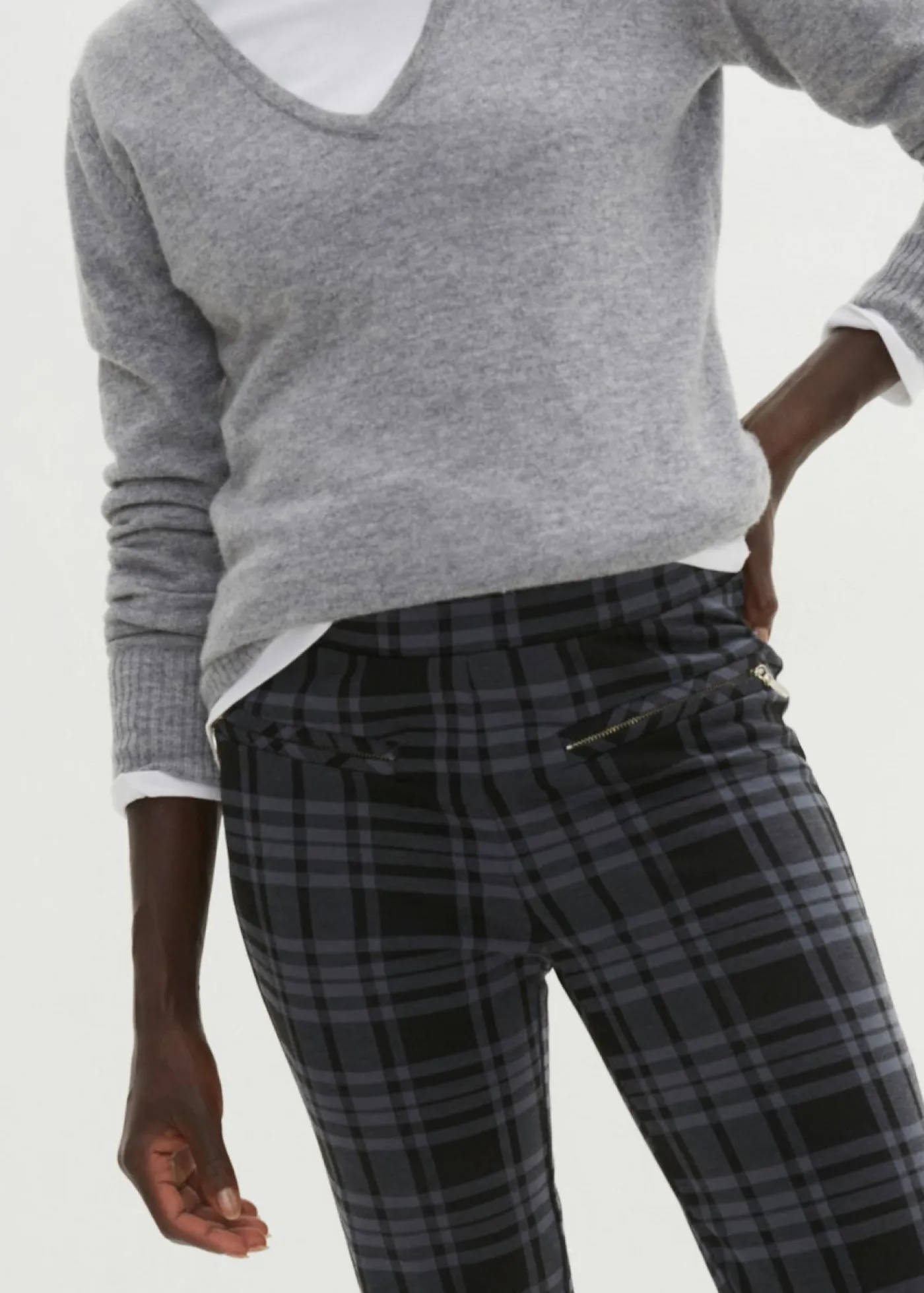 bonprix bonprix Pantalones>Pantalón de punto Negro/gris ahumado de cuadros