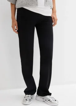 Mujer bonprix bonprix Pantalón de punto 2 en 1 con cinturilla doblada para durante y después del embarazo
