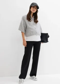 Mujer bonprix bonprix Pantalón de punto 2 en 1 con cinturilla doblada para durante y después del embarazo