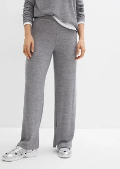 bonprix bonprix Pantalones>Pantalón de punto con aspecto de punto gris jaspeado moteado
