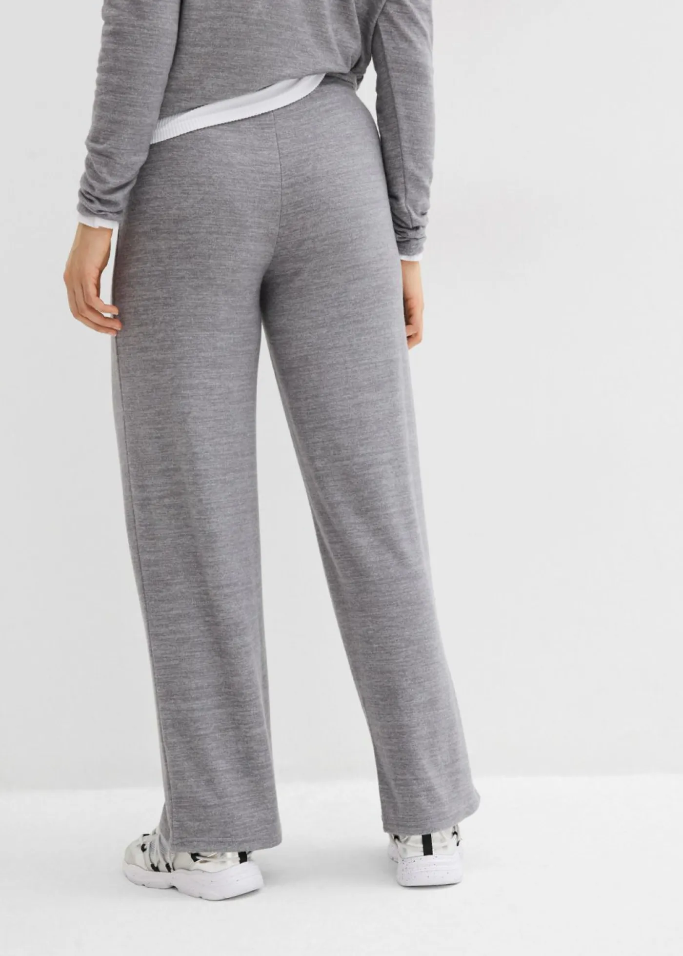 bonprix bonprix Pantalones>Pantalón de punto con aspecto de punto gris jaspeado moteado