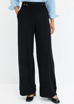 bonprix bonprix Pantalones>Pantalón de punto con cierre decorativo Negro
