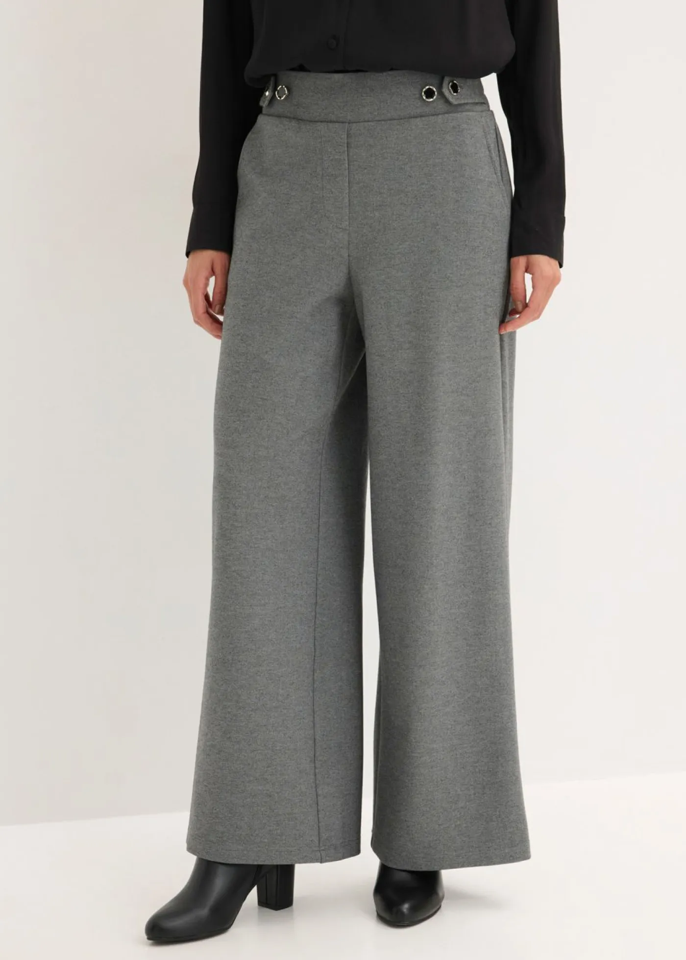 Mujer bonprix bonprix Pantalón de punto con cierre decorativo