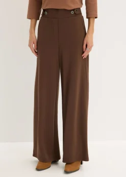 bonprix bonprix Pantalones>Pantalón de punto con cierre decorativo marrón