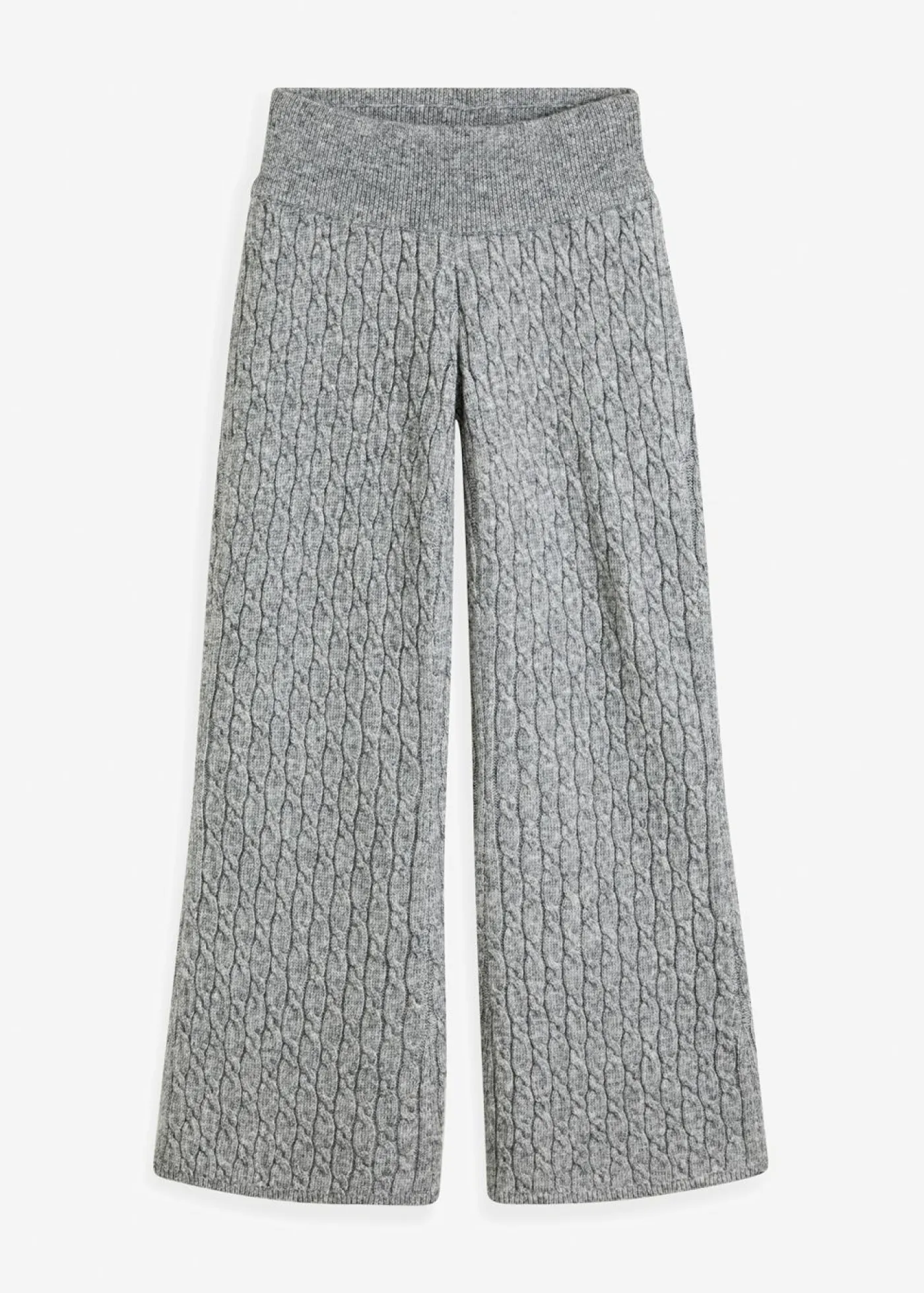 bonprix bonprix Pantalones>Pantalón de punto con patrón trenzado Gris jaspeado