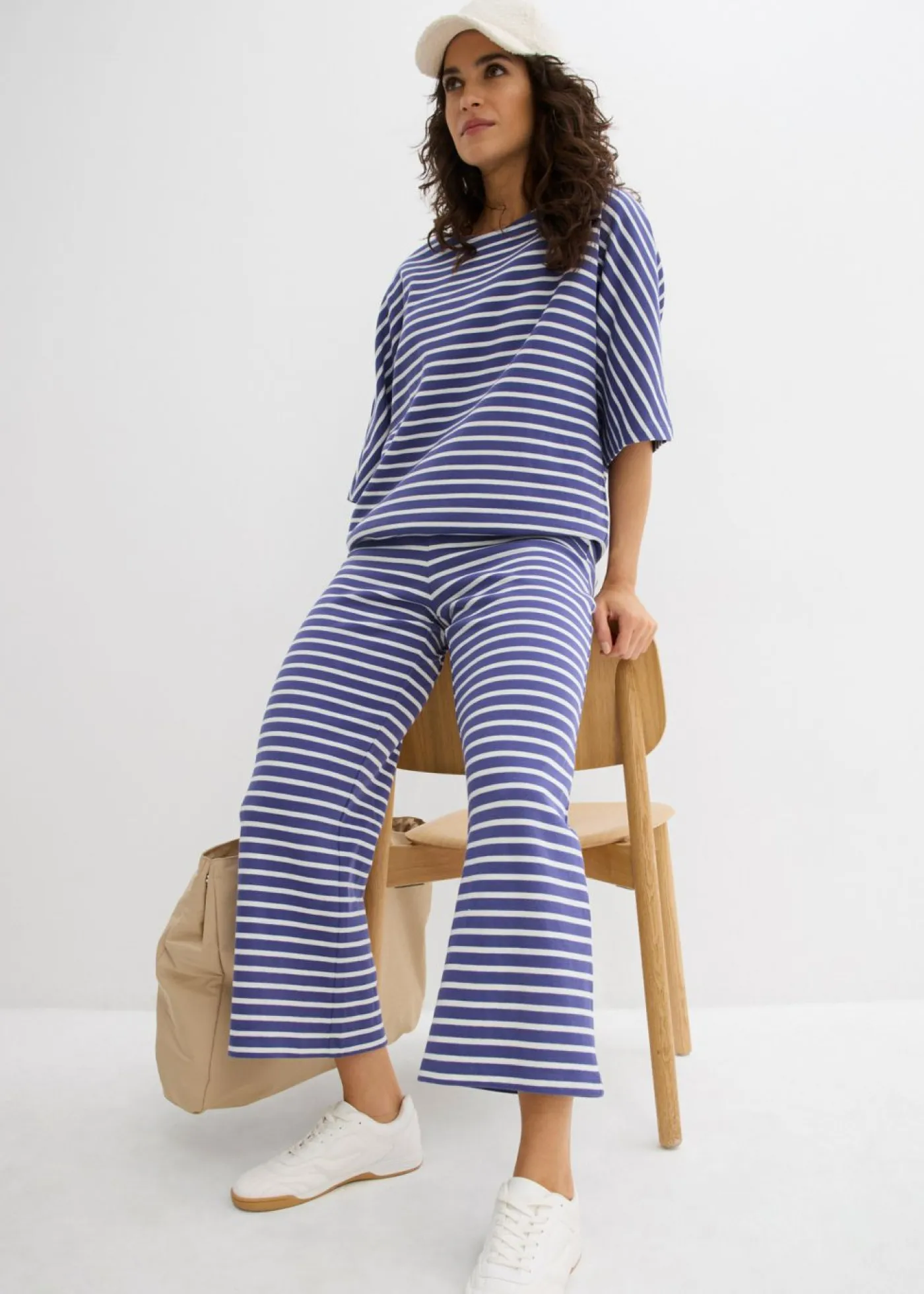 Mujer bonprix bonprix Pantalón de punto de algodón estructurado