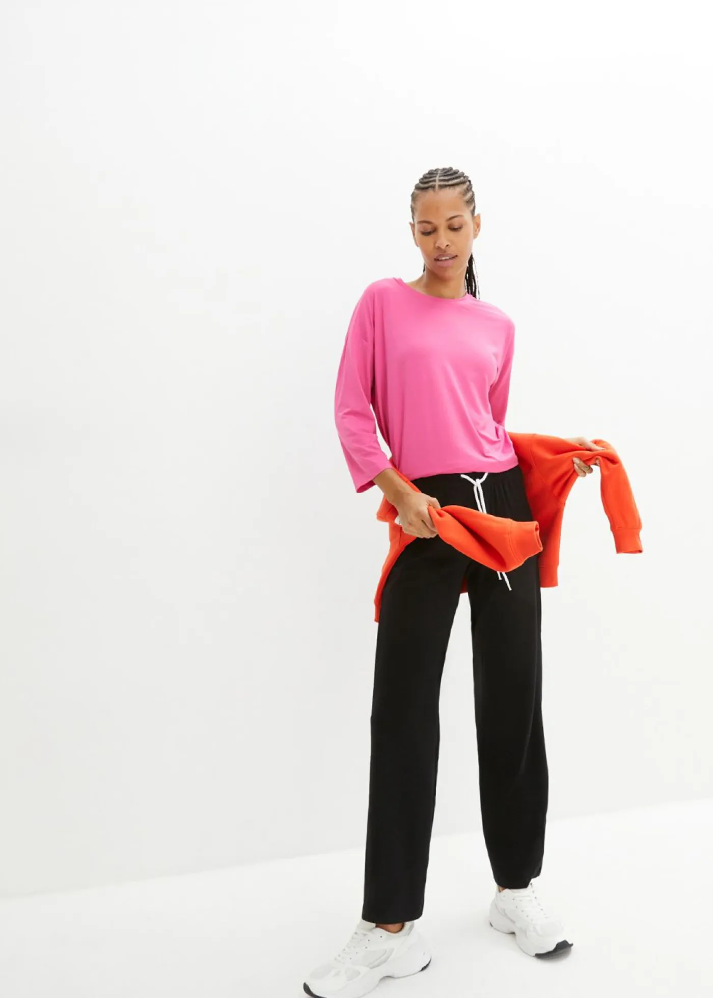 Mujer bonprix bonprix Pantalón de punto de algodón con elástico