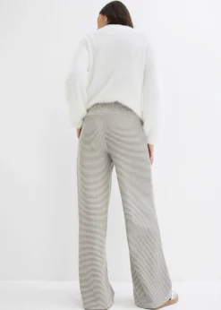 Mujer bonprix bonprix Pantalón de punto de mezcla de algodón con cordón y diseño de rayas