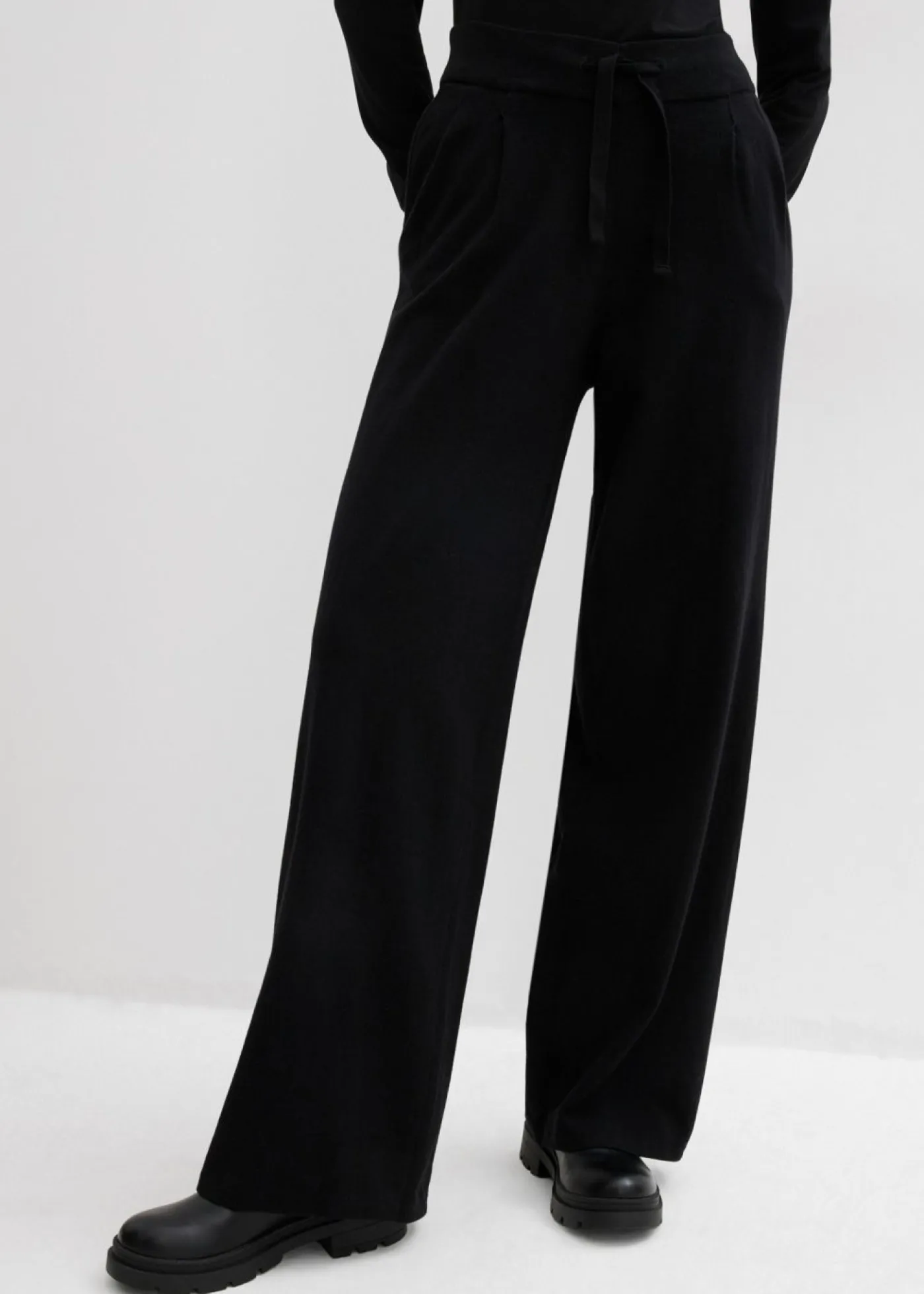 bonprix bonprix Esenciales|Pantalones>Pantalón de punto de mezcla de cachemir suave Negro