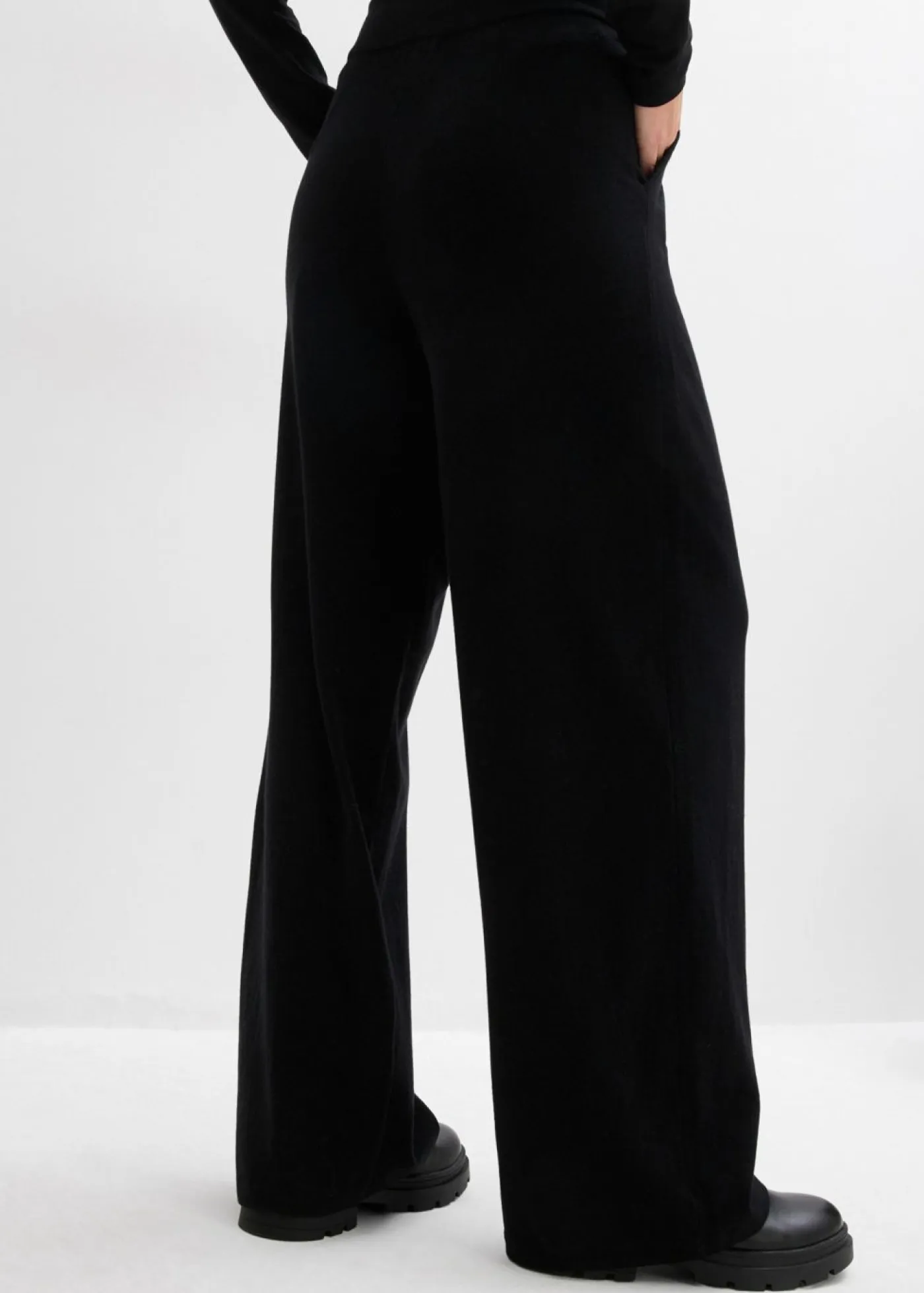 bonprix bonprix Esenciales|Pantalones>Pantalón de punto de mezcla de cachemir suave Negro