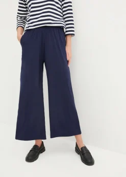 bonprix bonprix Pantalones|Novedades>Pantalón de punto de mezcla de viscosa fluida, largo 7/8 Azul marino