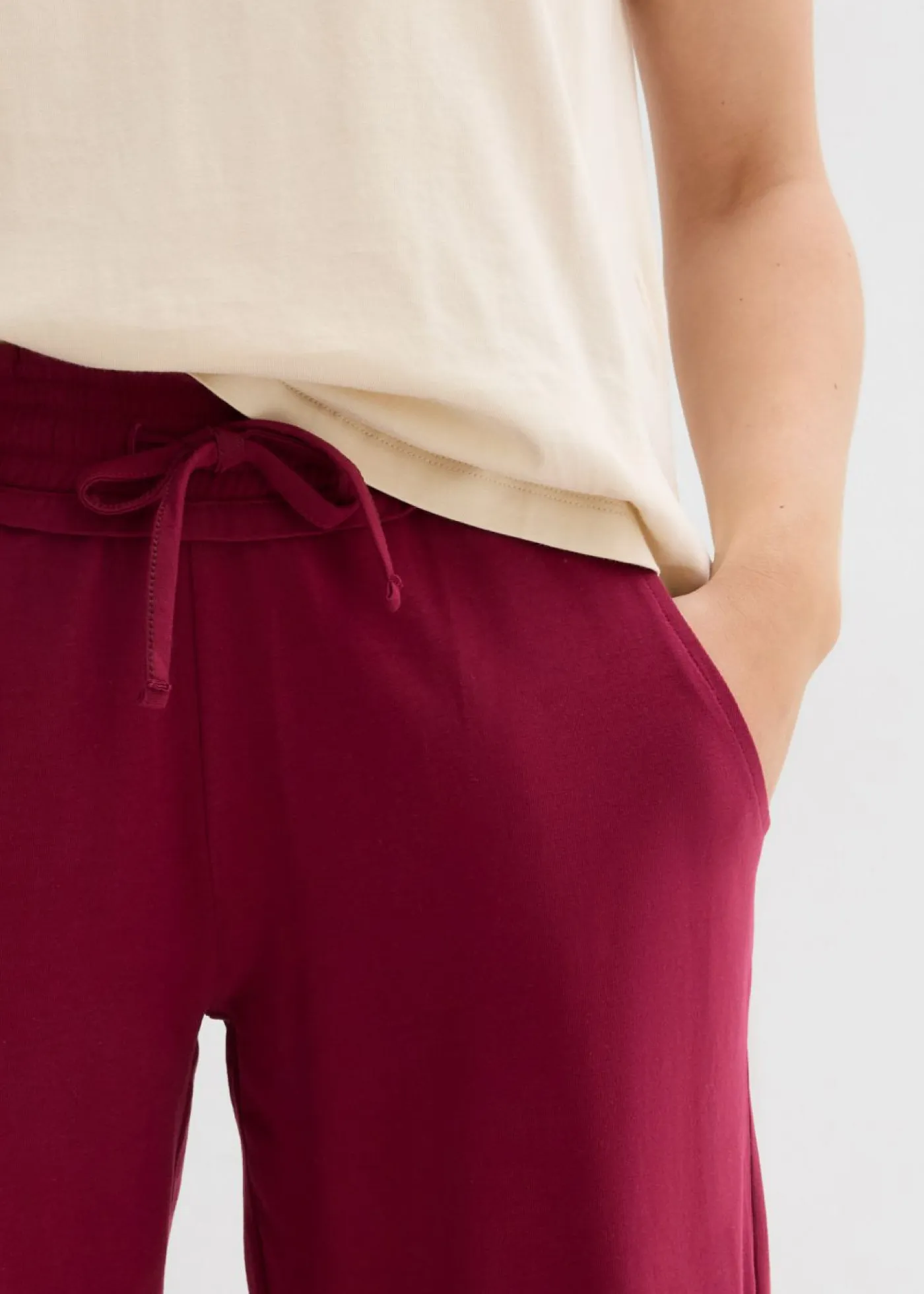 bonprix bonprix Pantalones>Pantalón de punto de mezcla de algodón Rojo azalea