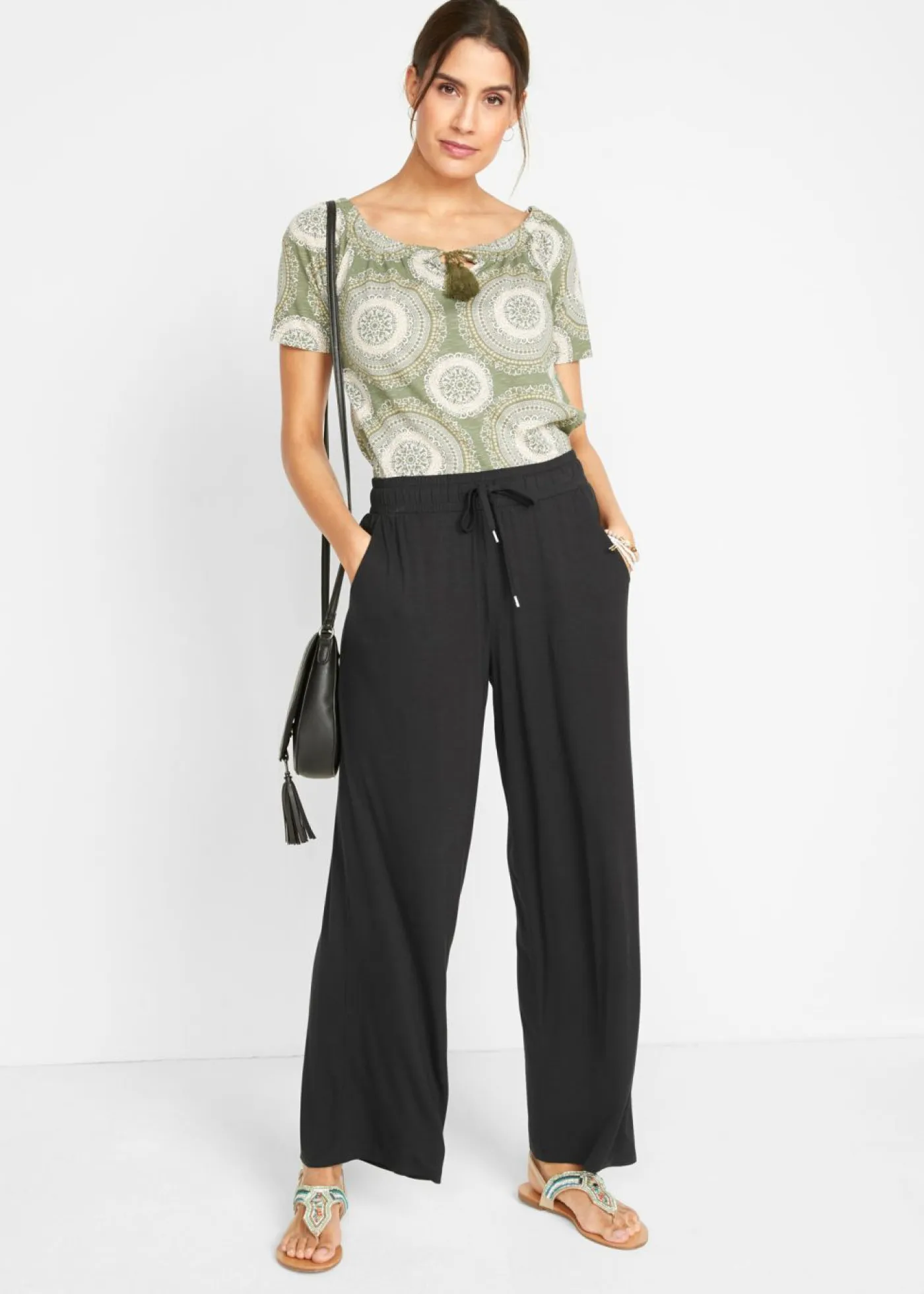 Mujer bonprix bonprix Pantalón de punto de mezcla de viscosa fluida