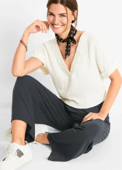 Mujer bonprix bonprix Pantalón de punto de mezcla de viscosa fluida, largo 7/8