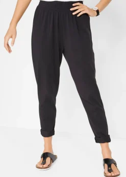 bonprix bonprix Pantalones>Pantalón de punto de mezcla de algodón Negro