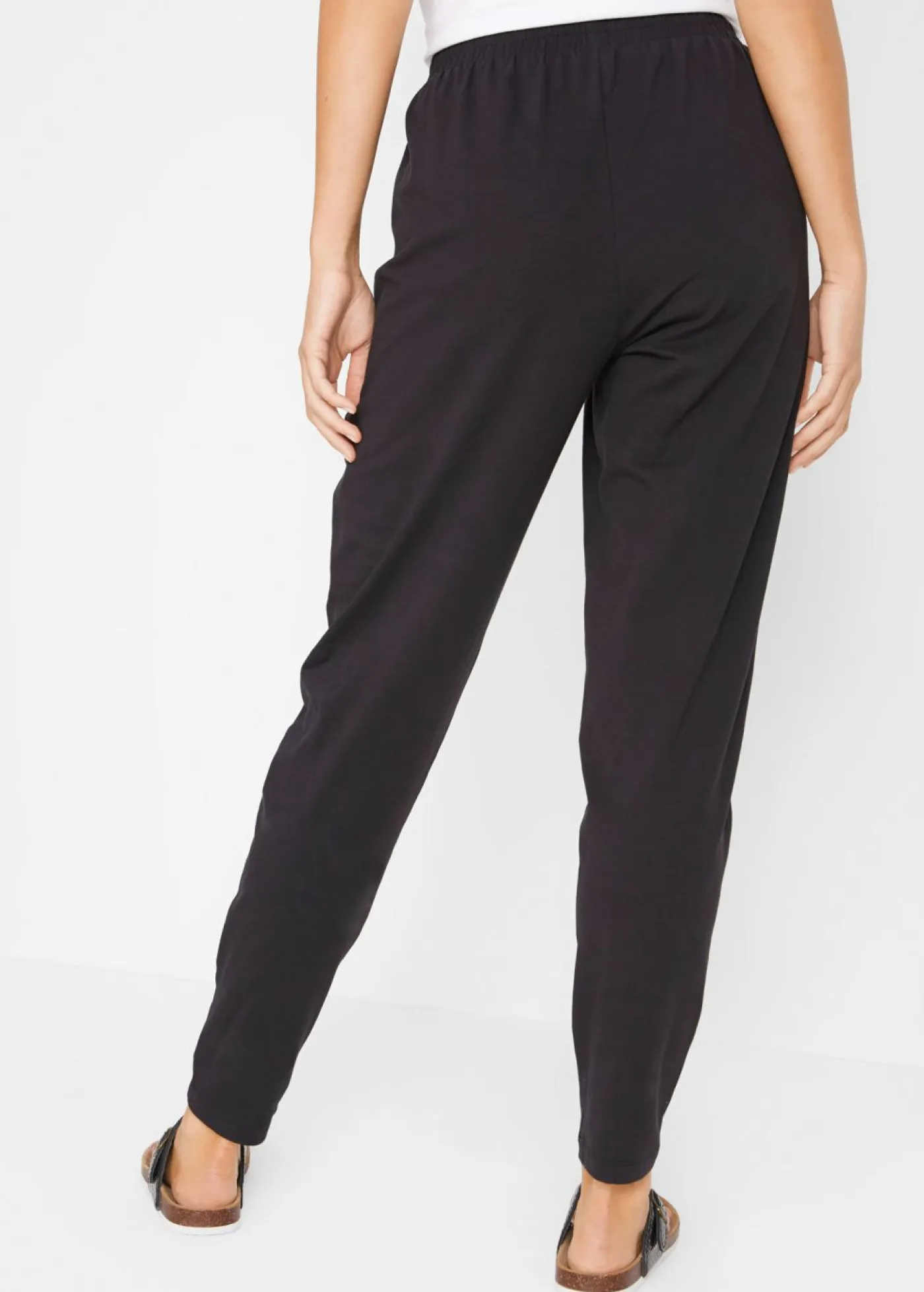 bonprix bonprix Pantalones>Pantalón de punto de mezcla de algodón Negro