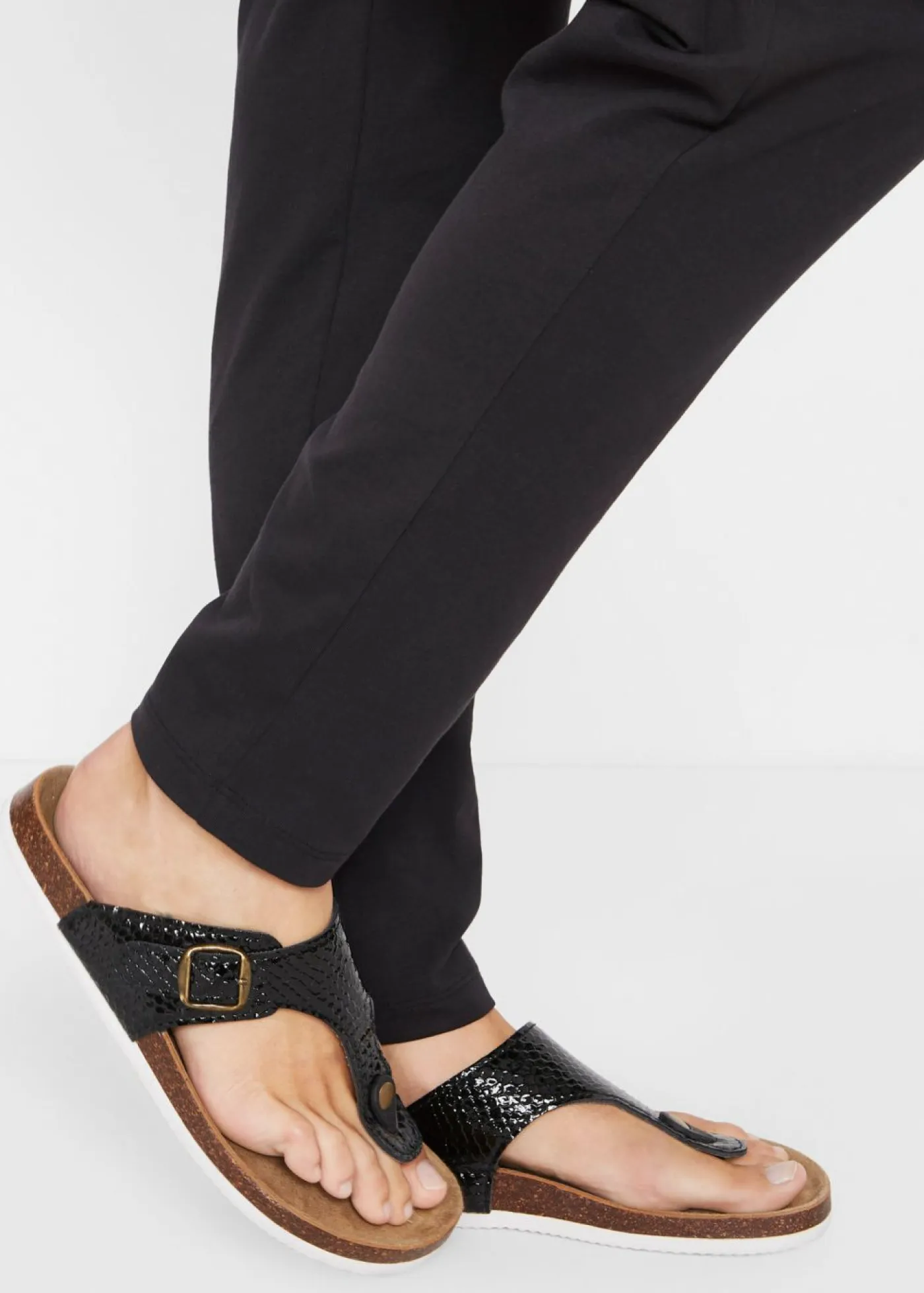 bonprix bonprix Pantalones>Pantalón de punto de mezcla de algodón Negro