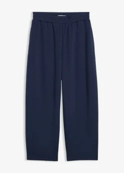 bonprix bonprix Pantalones>Pantalón de punto de neopreno con corte barrel Azul marino