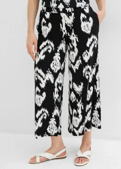 bonprix bonprix Conjuntos De Ropa|Pantalones>Pantalón de punto en mezcla de viscosa Negro-blanco lana estampado