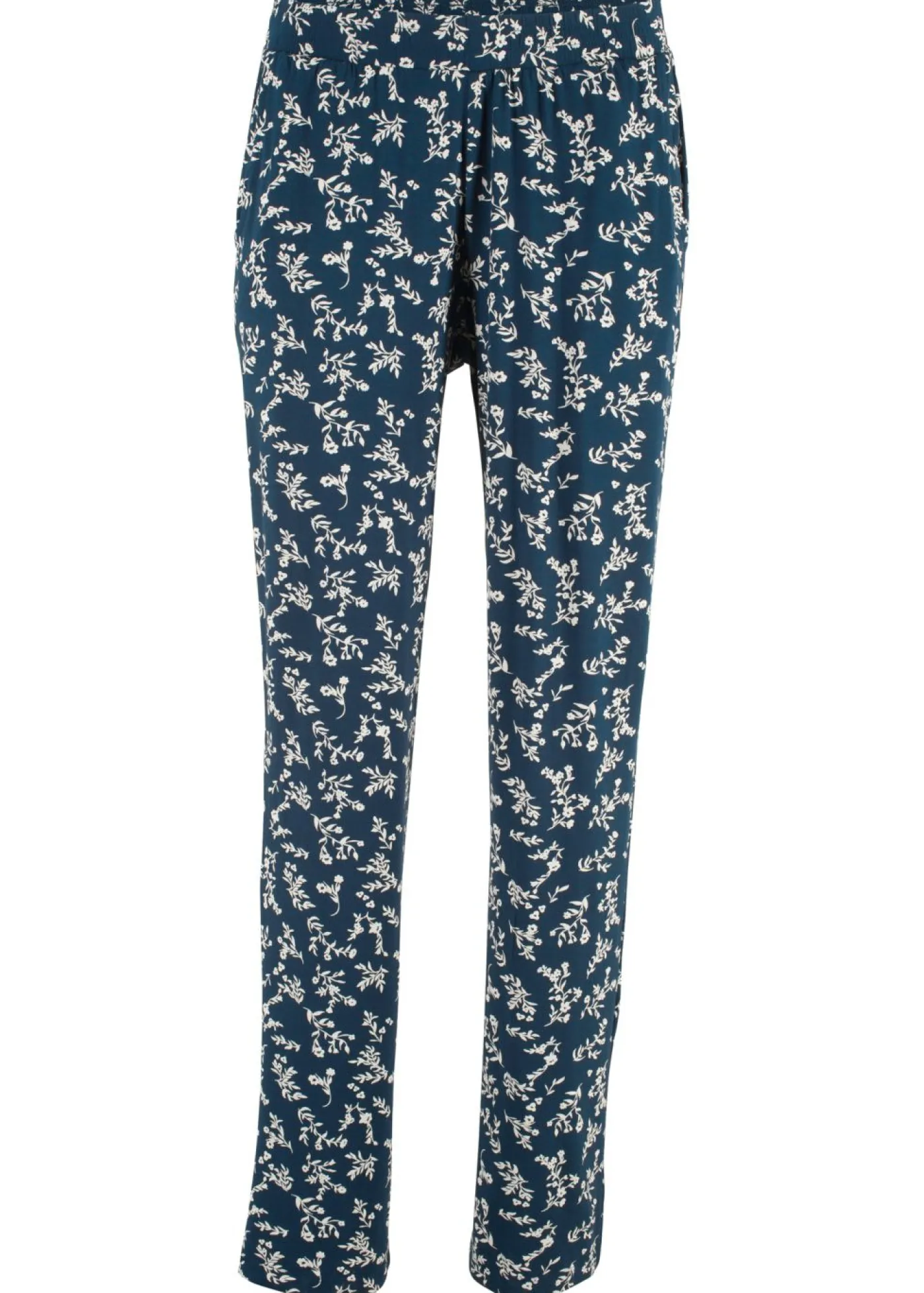 bonprix bonprix Pantalones>Pantalón de punto en mezcla de viscosa azul marino con flores
