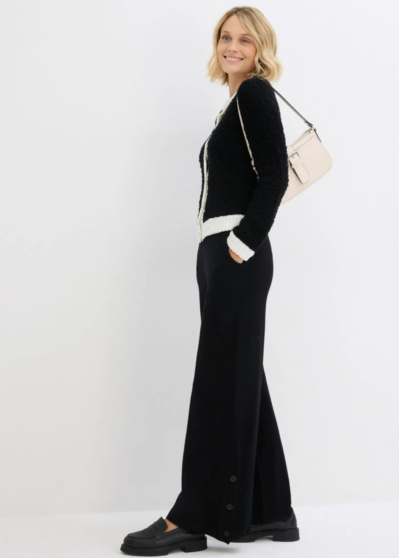 bonprix bonprix Pantalones>Pantalón de punto sin cierre Negro