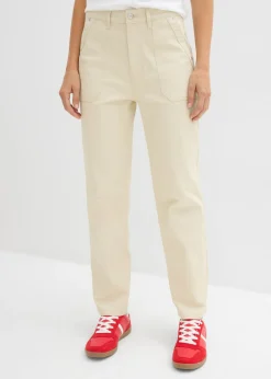 bonprix bonprix Tallas Pequeñas|Pantalones>Pantalón de sarga acortado Arena claro