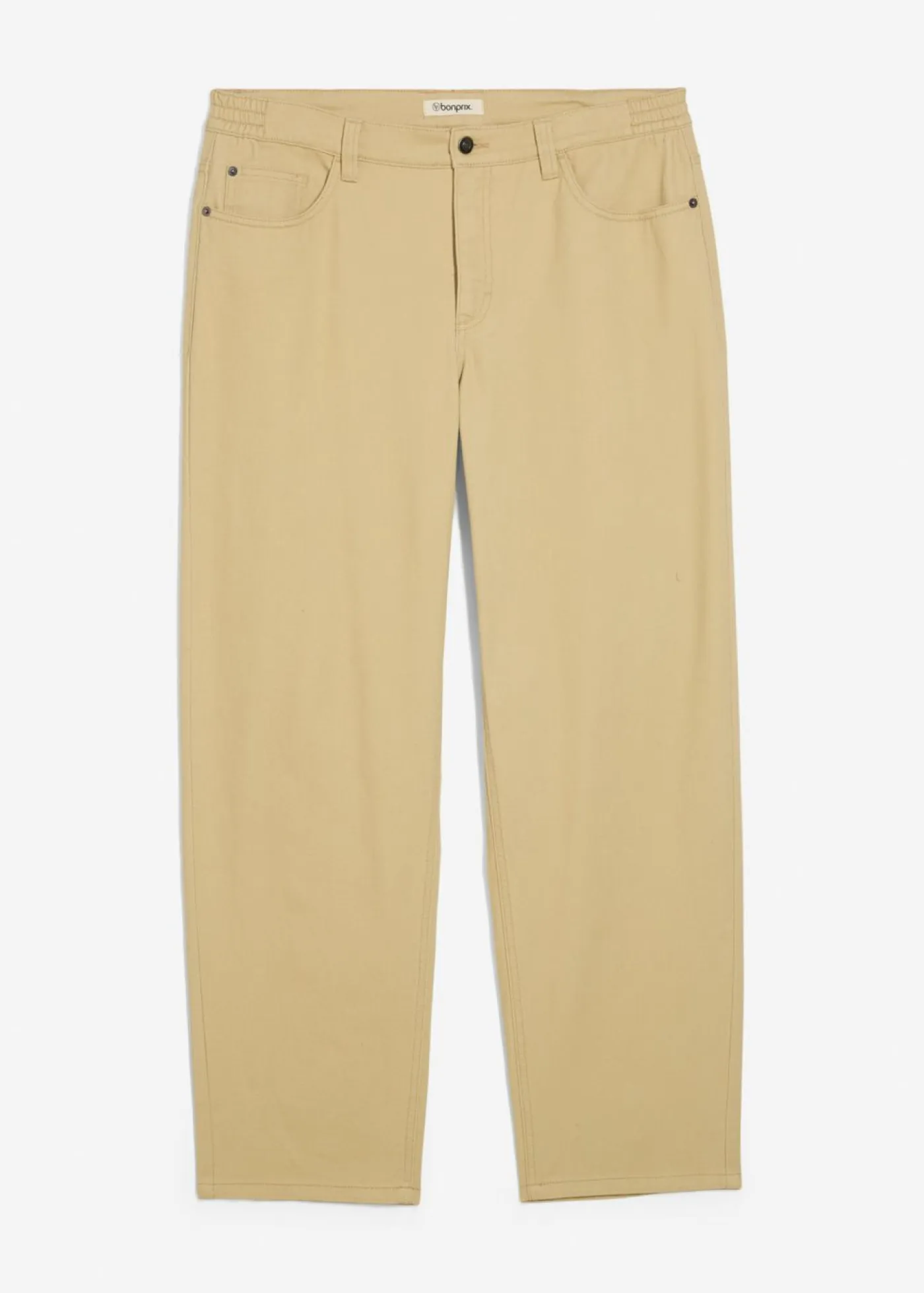bonprix bonprix Básicos En Rebajas|Pantalones>Pantalón de sarga con corte informal, cinturilla elástica y diseño recto Beige verdoso