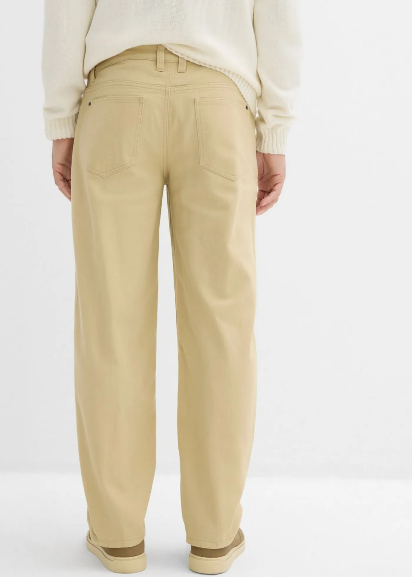bonprix bonprix Básicos En Rebajas|Pantalones>Pantalón de sarga con corte informal, cinturilla elástica y diseño recto Beige verdoso