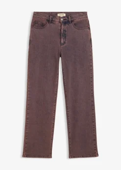 bonprix bonprix Pantalones>Pantalón de sarga con efecto lavado rojo burdeos