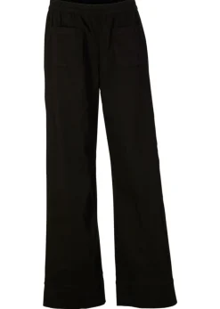 bonprix bonprix Pantalones>Pantalón de sarga con pernera acampanada y cintura cómoda Negro