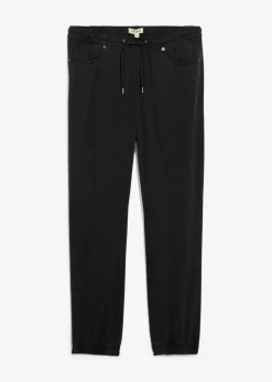 bonprix bonprix Pantalones>Pantalón de sarga de algodón puro de sarga con corte relajado y tapered Negro