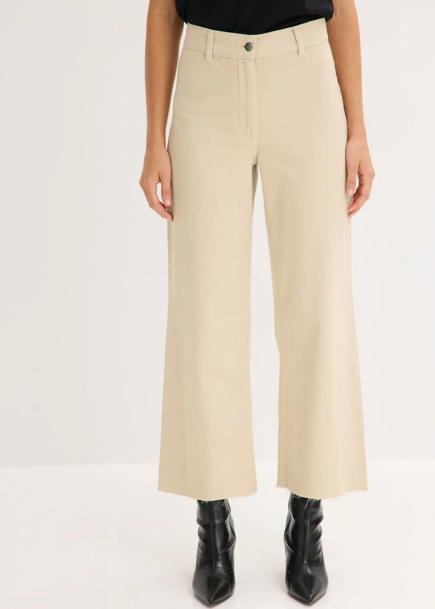 bonprix bonprix Pantalones|Tallas Pequeñas>Pantalón de sarga de algodón puro Arena claro