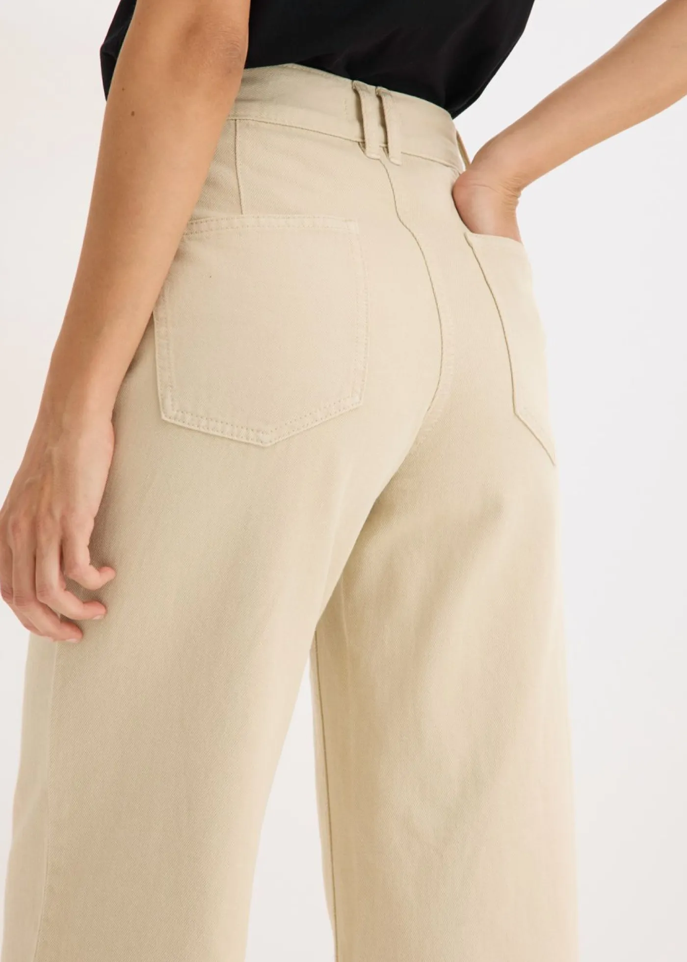 bonprix bonprix Pantalones|Tallas Pequeñas>Pantalón de sarga de algodón puro Arena claro