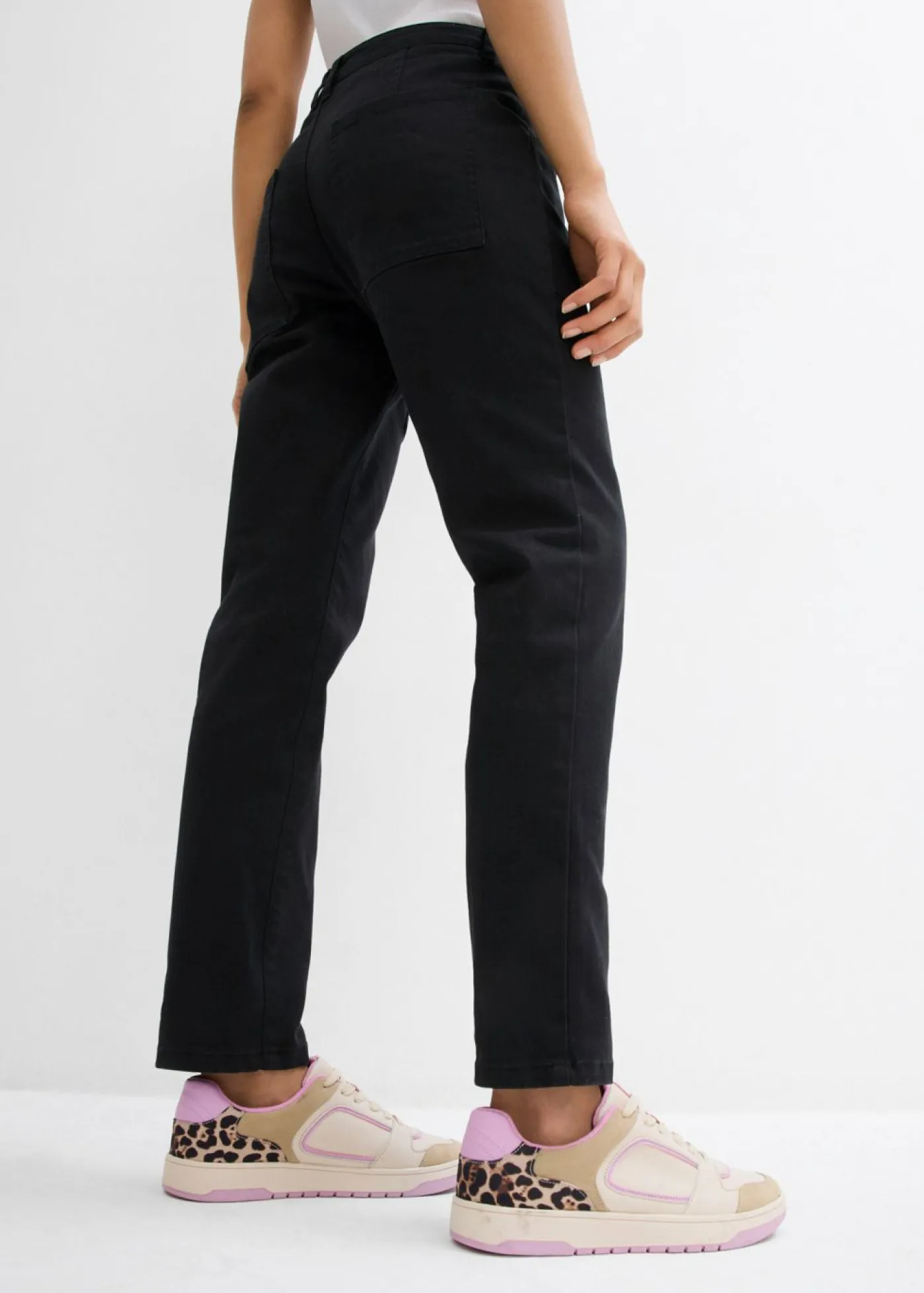 bonprix bonprix Pantalones>Pantalón de sarga en mezcla de algodón elástico Negro