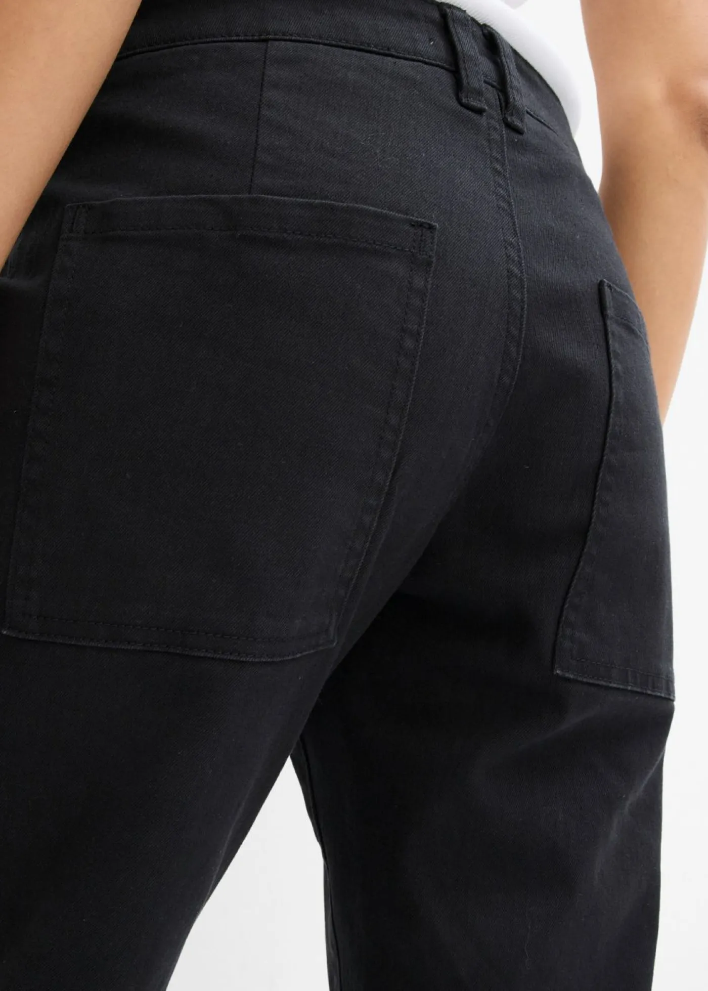 bonprix bonprix Pantalones>Pantalón de sarga en mezcla de algodón elástico Negro