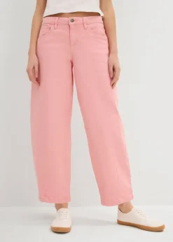 bonprix bonprix Pantalones|Novedades>Pantalón de sarga en mezcla de algodón elástico rosa pálido