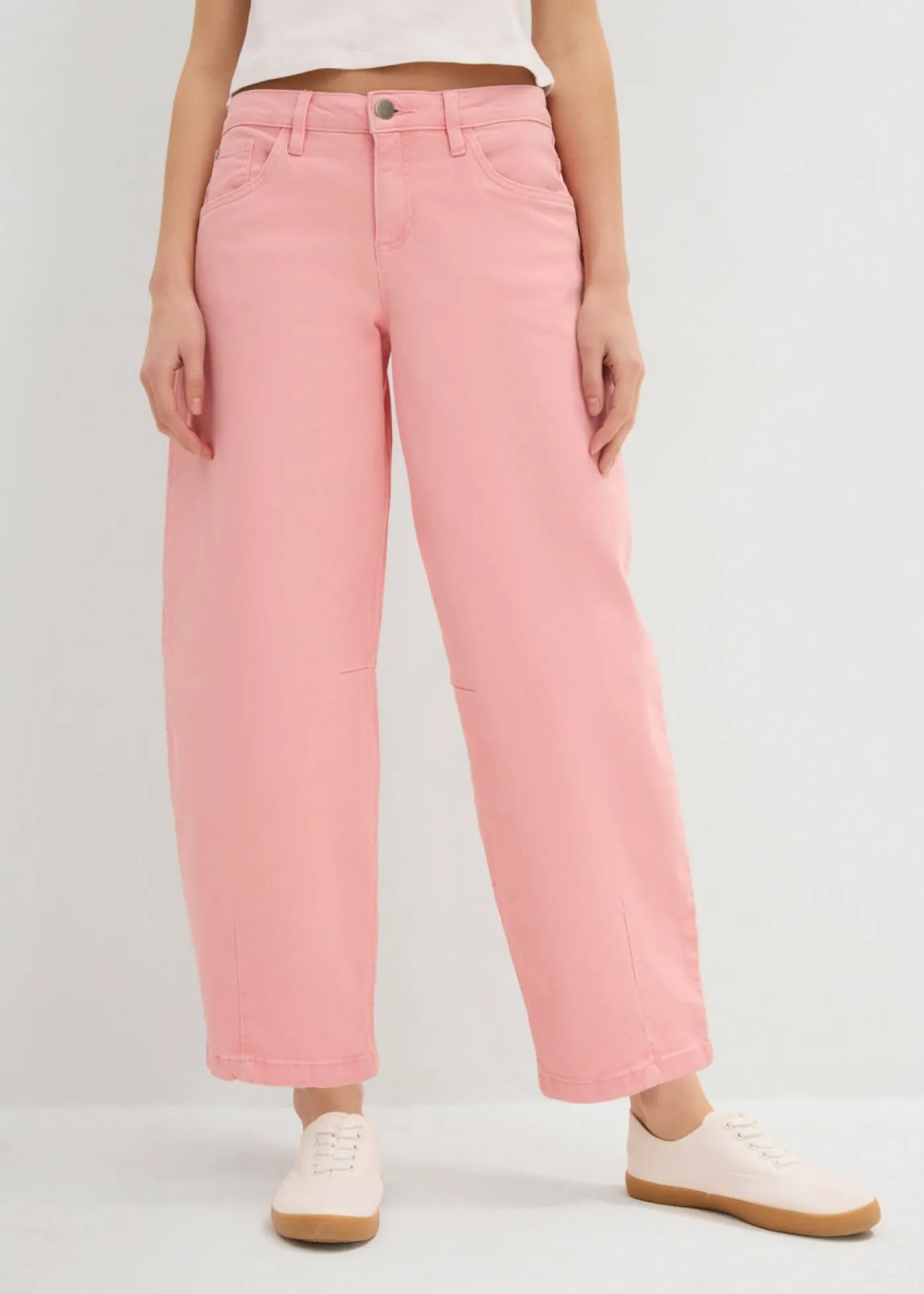 bonprix bonprix Pantalones|Novedades>Pantalón de sarga en mezcla de algodón elástico rosa pálido